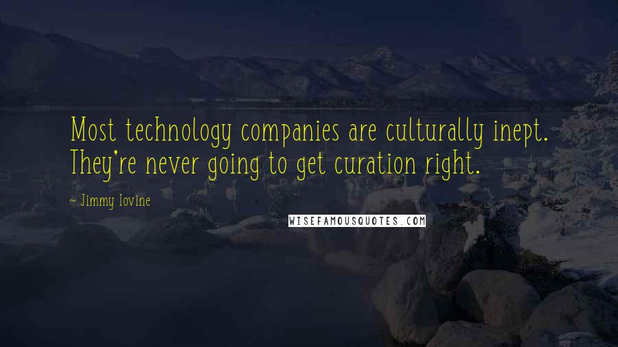 Jimmy Iovine Quotes: Most technology companies are culturally inept. They're never going to get curation right.