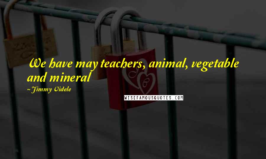 Jimmy Videle Quotes: We have may teachers, animal, vegetable and mineral