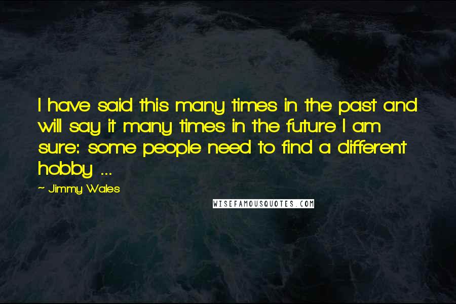 Jimmy Wales Quotes: I have said this many times in the past and will say it many times in the future I am sure: some people need to find a different hobby ...