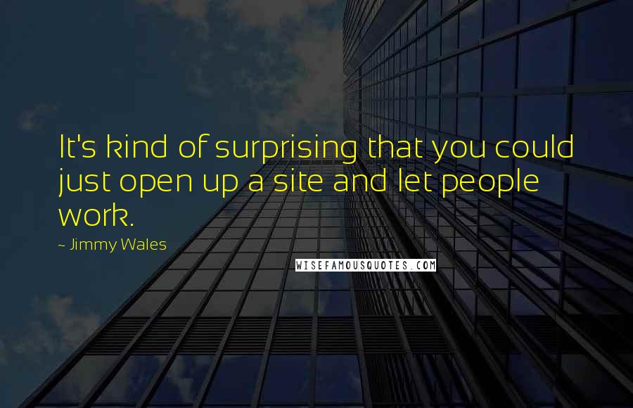 Jimmy Wales Quotes: It's kind of surprising that you could just open up a site and let people work.