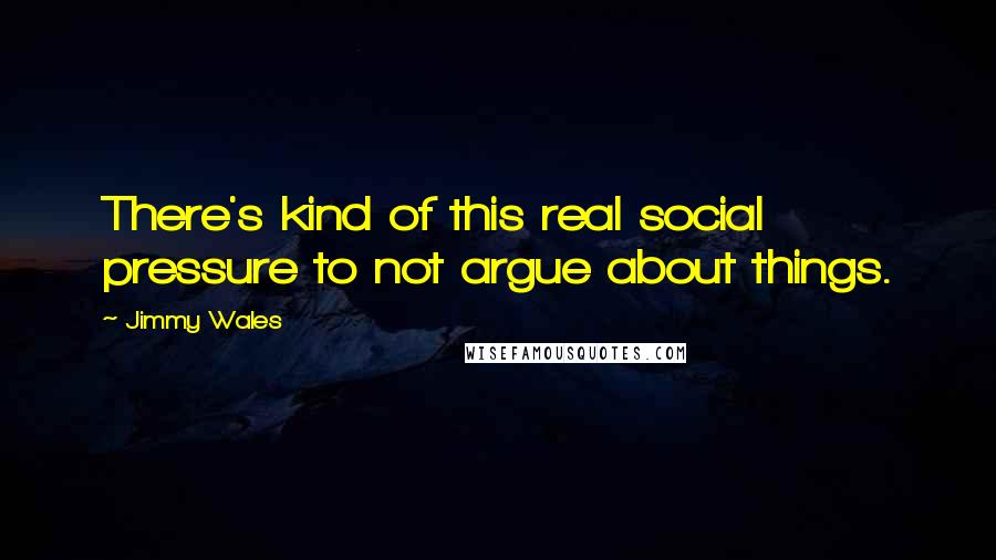 Jimmy Wales Quotes: There's kind of this real social pressure to not argue about things.