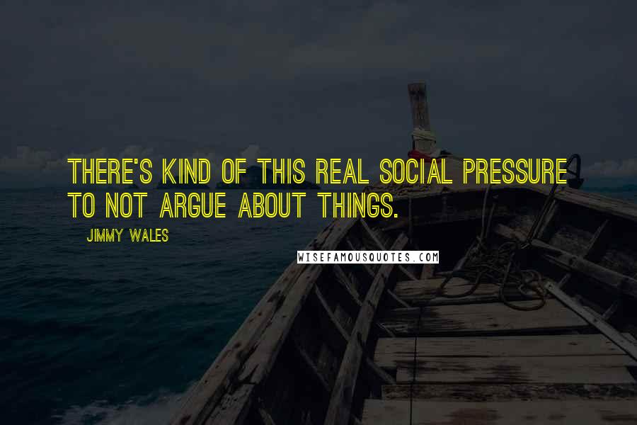 Jimmy Wales Quotes: There's kind of this real social pressure to not argue about things.