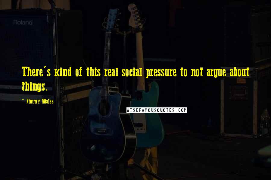 Jimmy Wales Quotes: There's kind of this real social pressure to not argue about things.