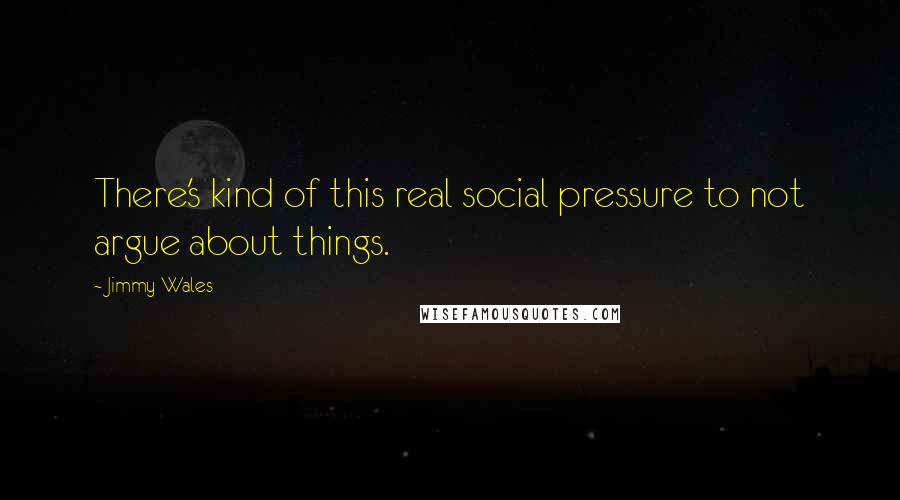 Jimmy Wales Quotes: There's kind of this real social pressure to not argue about things.