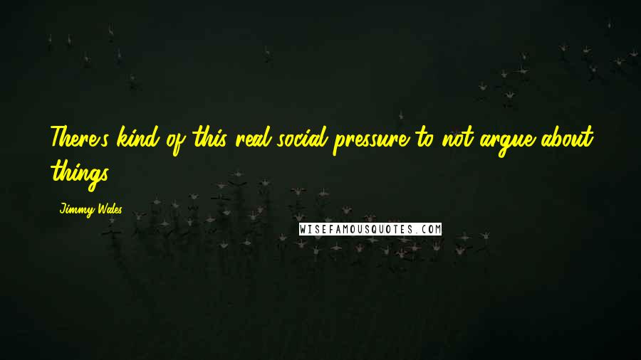 Jimmy Wales Quotes: There's kind of this real social pressure to not argue about things.