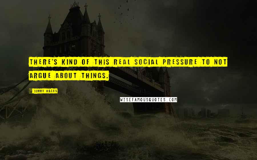 Jimmy Wales Quotes: There's kind of this real social pressure to not argue about things.