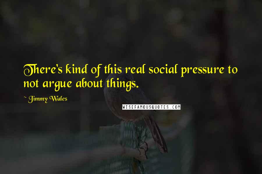 Jimmy Wales Quotes: There's kind of this real social pressure to not argue about things.