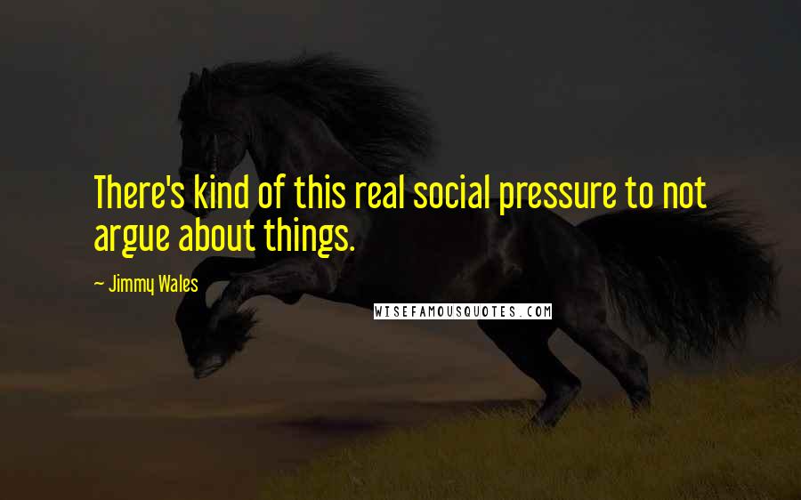 Jimmy Wales Quotes: There's kind of this real social pressure to not argue about things.