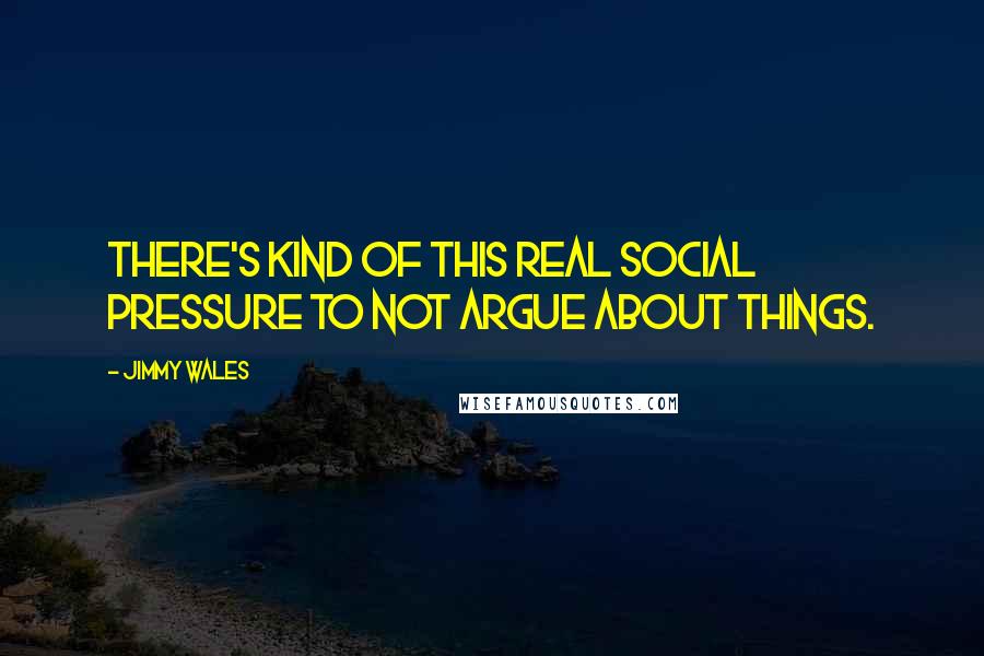 Jimmy Wales Quotes: There's kind of this real social pressure to not argue about things.