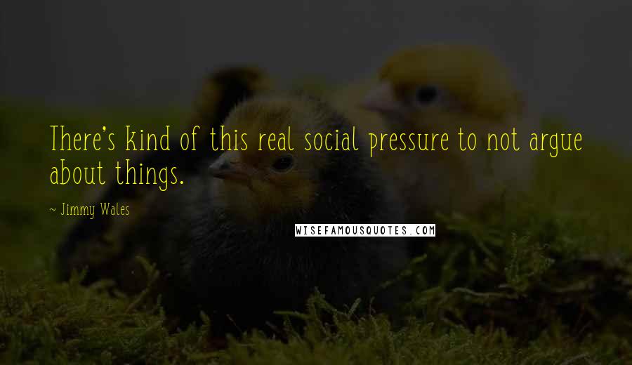 Jimmy Wales Quotes: There's kind of this real social pressure to not argue about things.