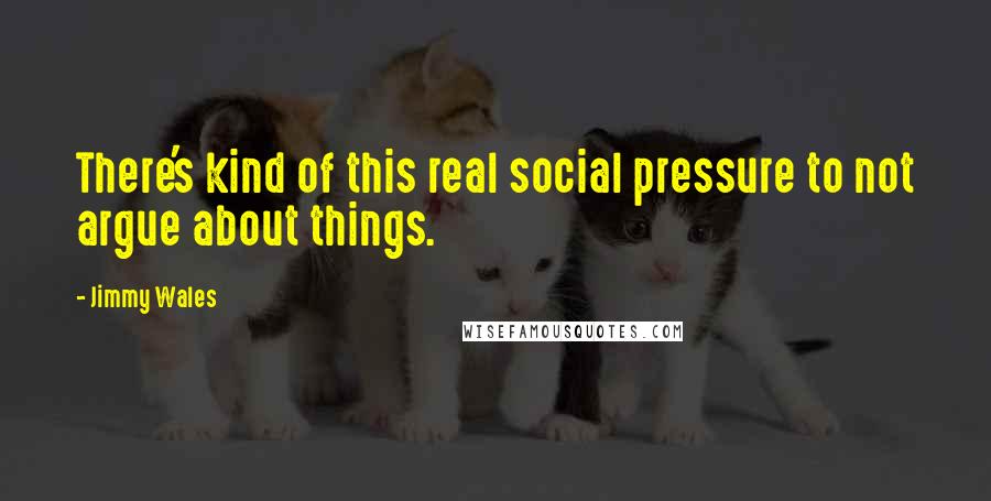 Jimmy Wales Quotes: There's kind of this real social pressure to not argue about things.