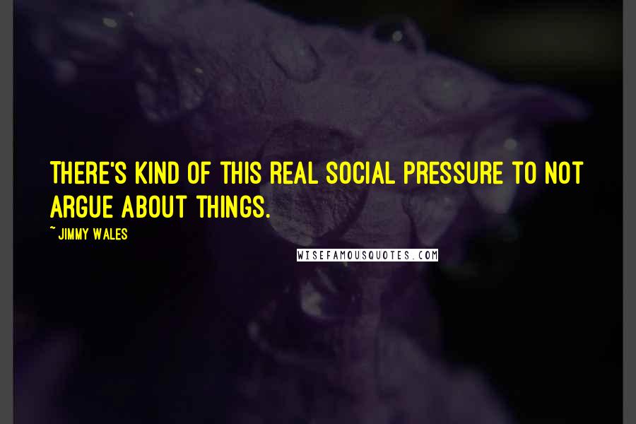 Jimmy Wales Quotes: There's kind of this real social pressure to not argue about things.