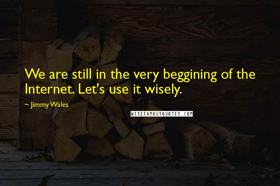 Jimmy Wales Quotes: We are still in the very beggining of the Internet. Let's use it wisely.