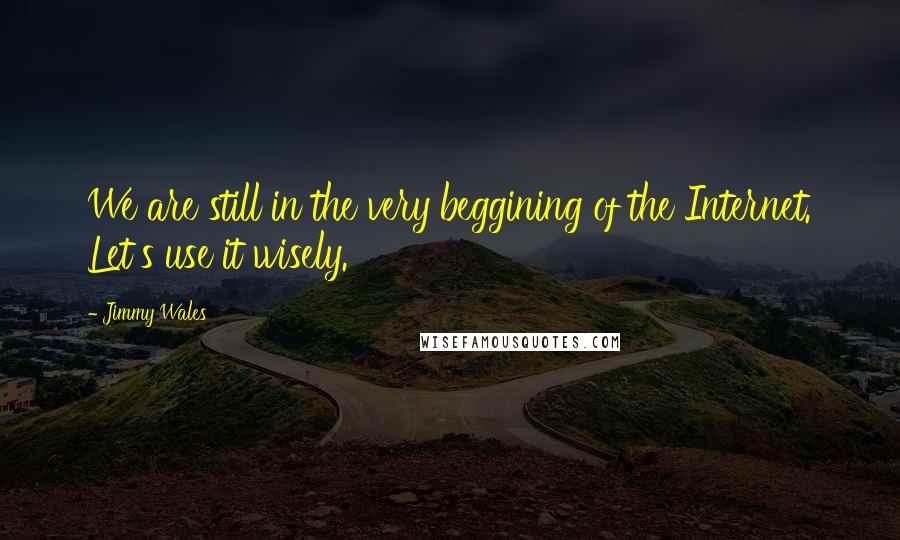 Jimmy Wales Quotes: We are still in the very beggining of the Internet. Let's use it wisely.