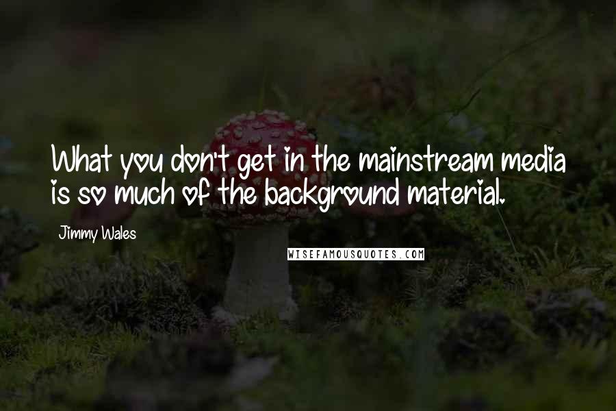 Jimmy Wales Quotes: What you don't get in the mainstream media is so much of the background material.