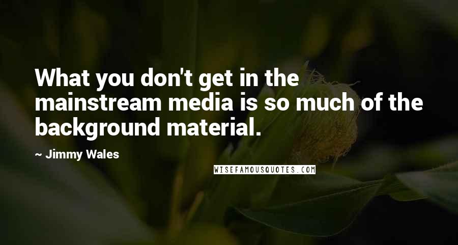 Jimmy Wales Quotes: What you don't get in the mainstream media is so much of the background material.