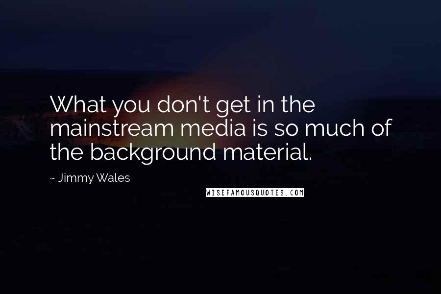 Jimmy Wales Quotes: What you don't get in the mainstream media is so much of the background material.