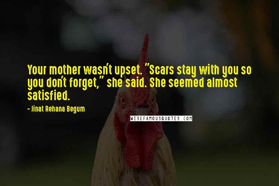 Jinat Rehana Begum Quotes: Your mother wasn't upset. "Scars stay with you so you don't forget," she said. She seemed almost satisfied.