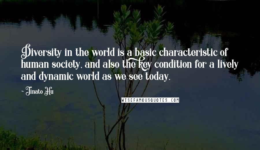 Jinato Hu Quotes: Diversity in the world is a basic characteristic of human society, and also the key condition for a lively and dynamic world as we see today.