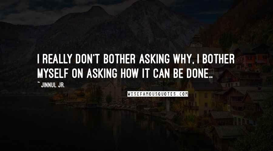 Jinnul Jr. Quotes: I really don't bother asking why, i bother myself on asking how it can be done..