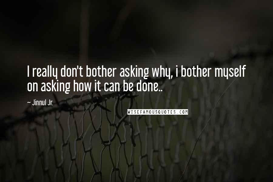 Jinnul Jr. Quotes: I really don't bother asking why, i bother myself on asking how it can be done..