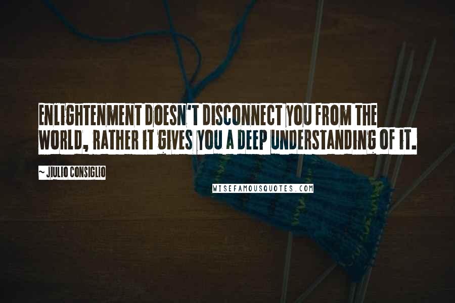Jiulio Consiglio Quotes: Enlightenment doesn't disconnect you from the world, rather it gives you a deep understanding of it.