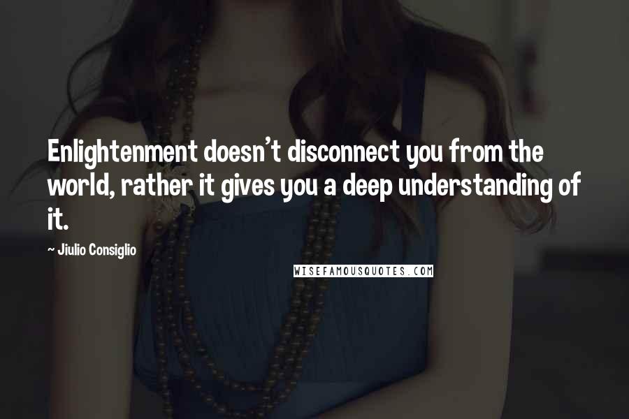 Jiulio Consiglio Quotes: Enlightenment doesn't disconnect you from the world, rather it gives you a deep understanding of it.