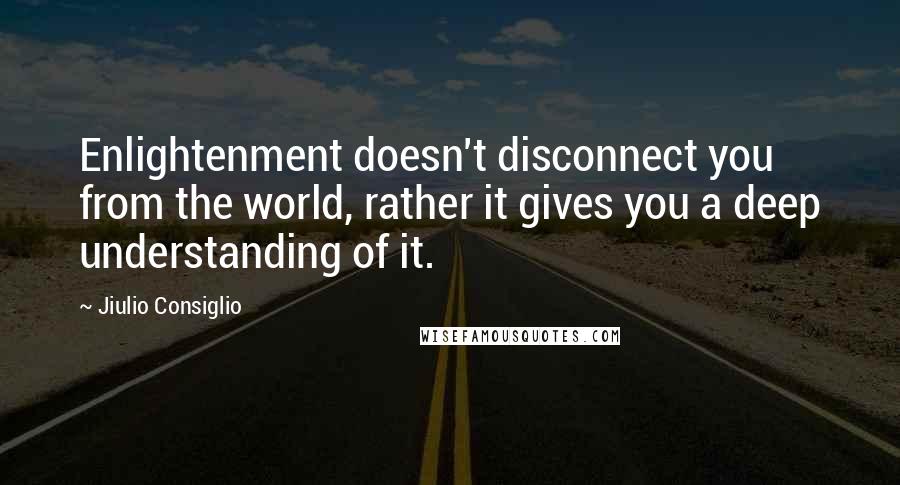 Jiulio Consiglio Quotes: Enlightenment doesn't disconnect you from the world, rather it gives you a deep understanding of it.