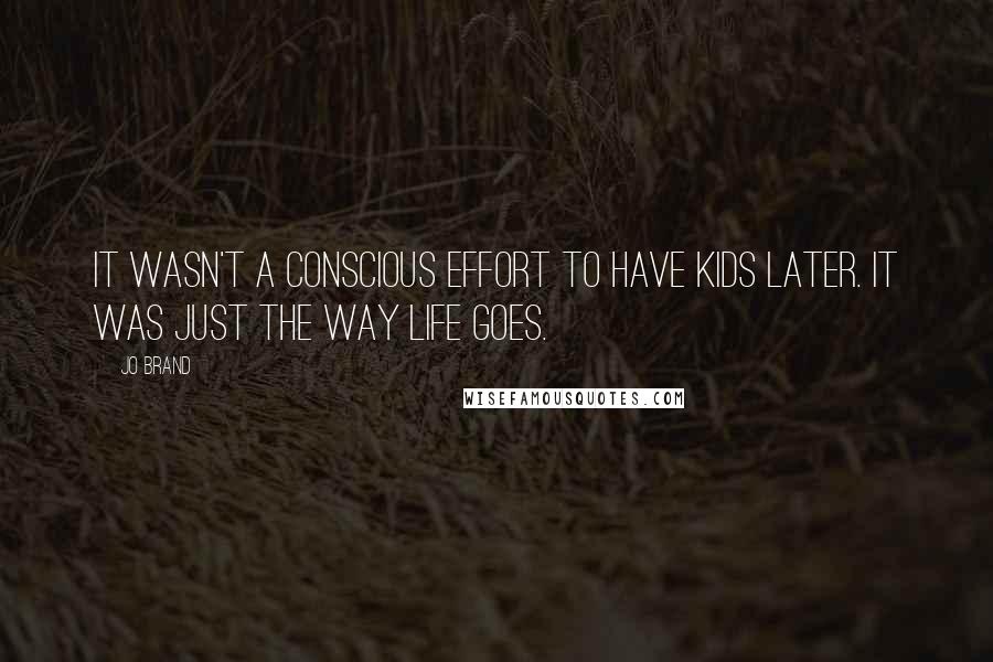 Jo Brand Quotes: It wasn't a conscious effort to have kids later. It was just the way life goes.