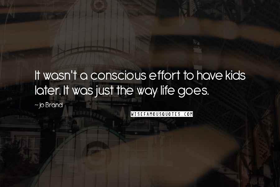 Jo Brand Quotes: It wasn't a conscious effort to have kids later. It was just the way life goes.