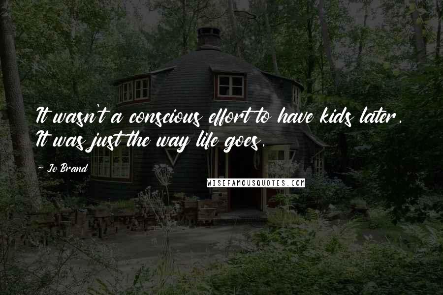 Jo Brand Quotes: It wasn't a conscious effort to have kids later. It was just the way life goes.