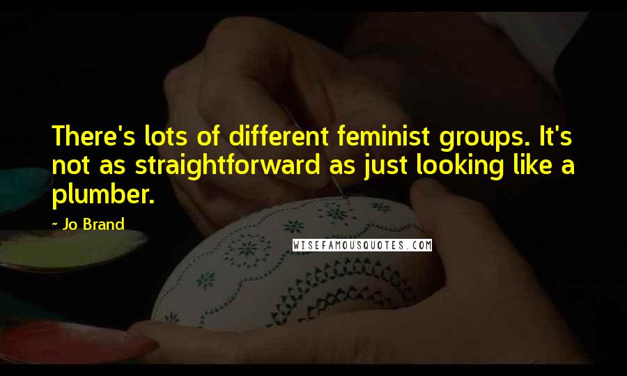 Jo Brand Quotes: There's lots of different feminist groups. It's not as straightforward as just looking like a plumber.