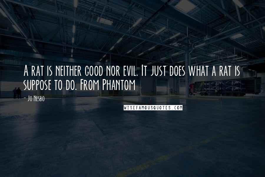 Jo Nesbo Quotes: A rat is neither good nor evil. It just does what a rat is suppose to do. From Phantom