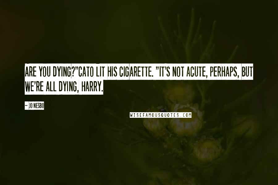 Jo Nesbo Quotes: Are you dying?"Cato lit his cigarette. "It's not acute, perhaps, but we're all dying, Harry.