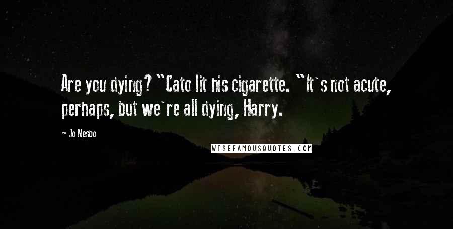 Jo Nesbo Quotes: Are you dying?"Cato lit his cigarette. "It's not acute, perhaps, but we're all dying, Harry.