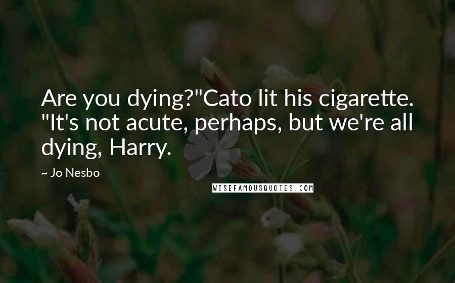 Jo Nesbo Quotes: Are you dying?"Cato lit his cigarette. "It's not acute, perhaps, but we're all dying, Harry.