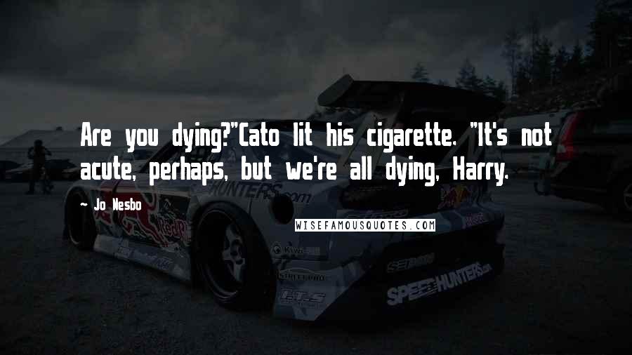 Jo Nesbo Quotes: Are you dying?"Cato lit his cigarette. "It's not acute, perhaps, but we're all dying, Harry.