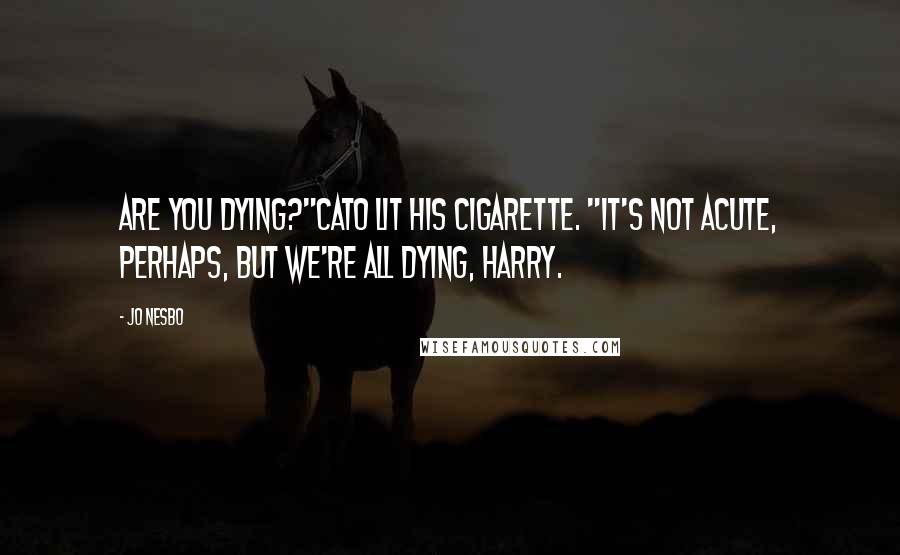 Jo Nesbo Quotes: Are you dying?"Cato lit his cigarette. "It's not acute, perhaps, but we're all dying, Harry.