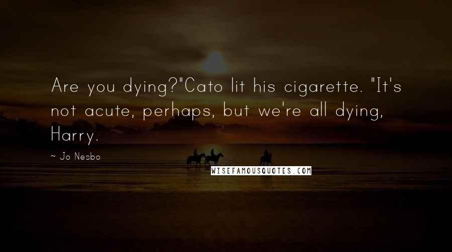 Jo Nesbo Quotes: Are you dying?"Cato lit his cigarette. "It's not acute, perhaps, but we're all dying, Harry.