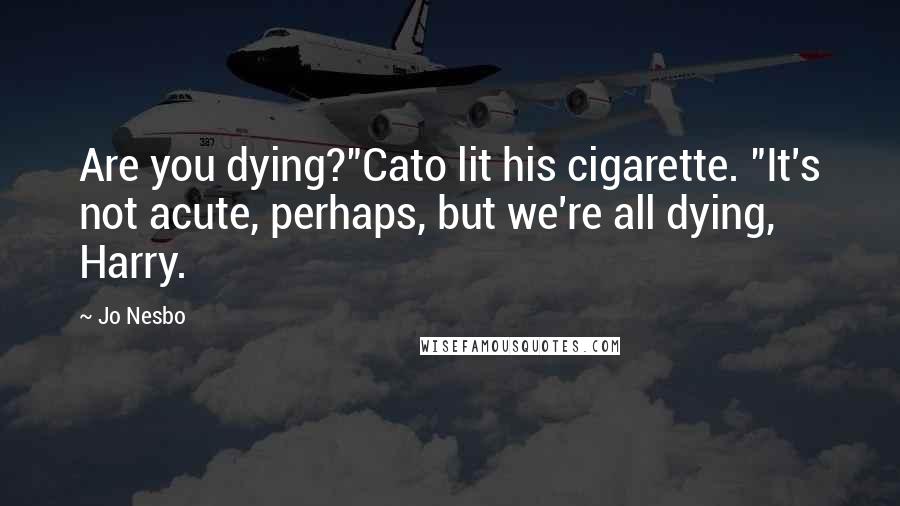 Jo Nesbo Quotes: Are you dying?"Cato lit his cigarette. "It's not acute, perhaps, but we're all dying, Harry.