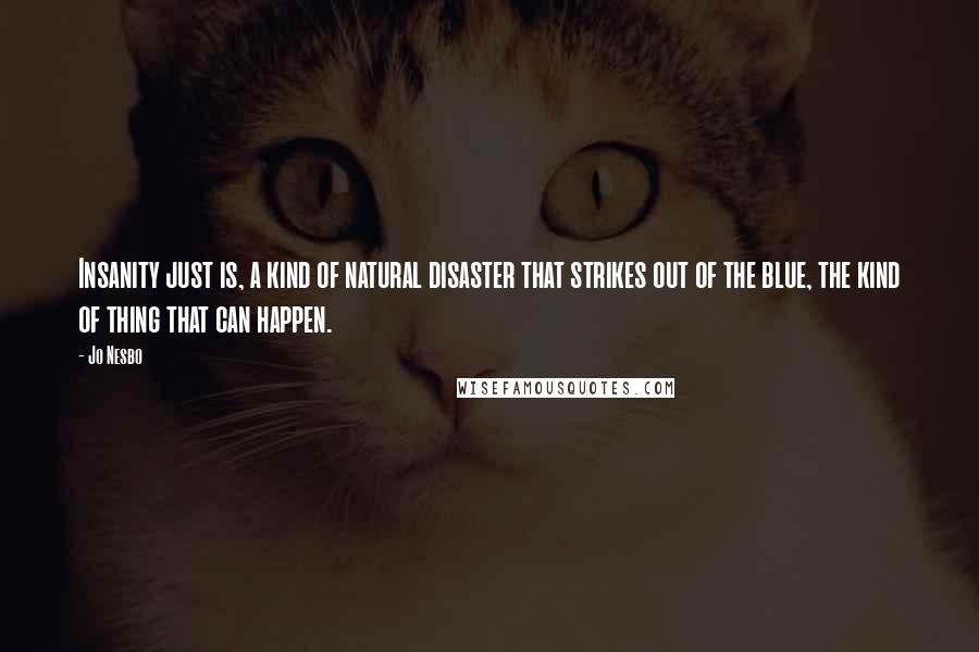 Jo Nesbo Quotes: Insanity just is, a kind of natural disaster that strikes out of the blue, the kind of thing that can happen.