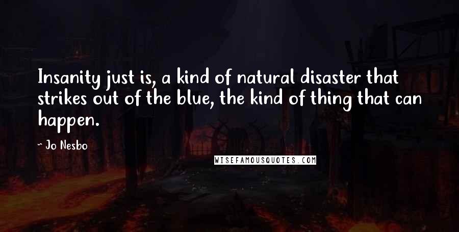 Jo Nesbo Quotes: Insanity just is, a kind of natural disaster that strikes out of the blue, the kind of thing that can happen.