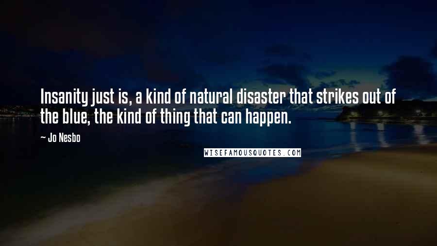 Jo Nesbo Quotes: Insanity just is, a kind of natural disaster that strikes out of the blue, the kind of thing that can happen.