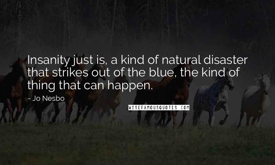 Jo Nesbo Quotes: Insanity just is, a kind of natural disaster that strikes out of the blue, the kind of thing that can happen.