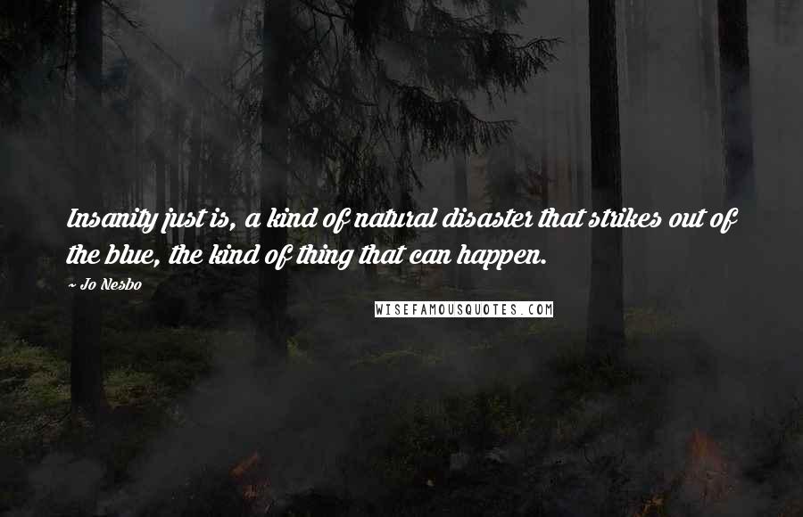 Jo Nesbo Quotes: Insanity just is, a kind of natural disaster that strikes out of the blue, the kind of thing that can happen.