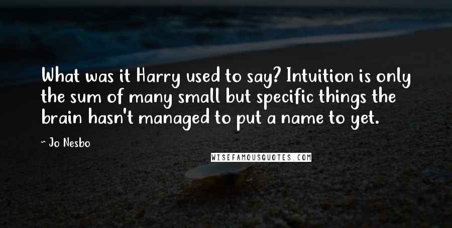 Jo Nesbo Quotes: What was it Harry used to say? Intuition is only the sum of many small but specific things the brain hasn't managed to put a name to yet.