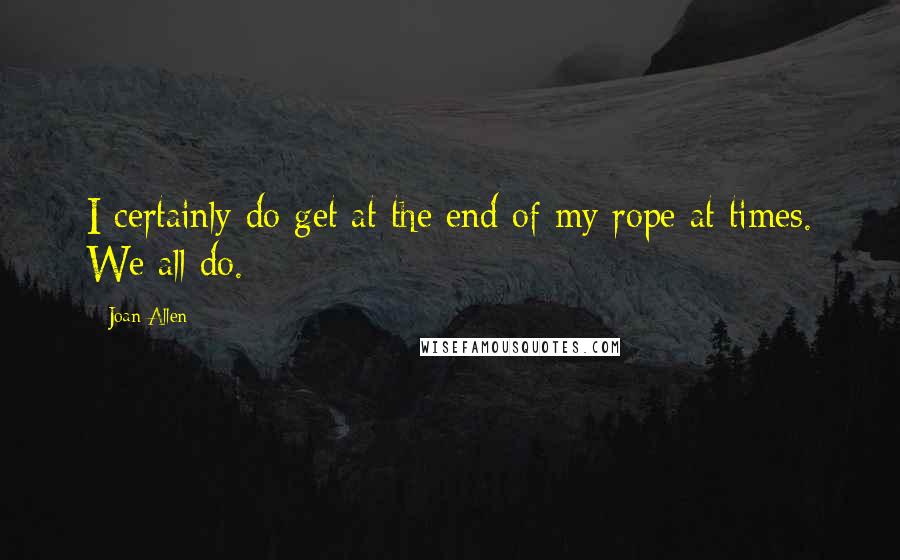 Joan Allen Quotes: I certainly do get at the end of my rope at times. We all do.