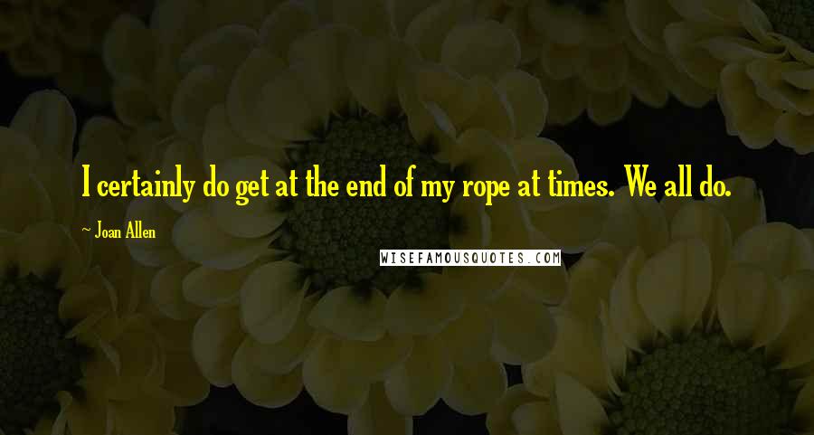 Joan Allen Quotes: I certainly do get at the end of my rope at times. We all do.
