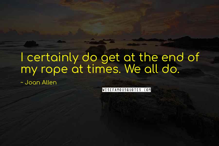 Joan Allen Quotes: I certainly do get at the end of my rope at times. We all do.