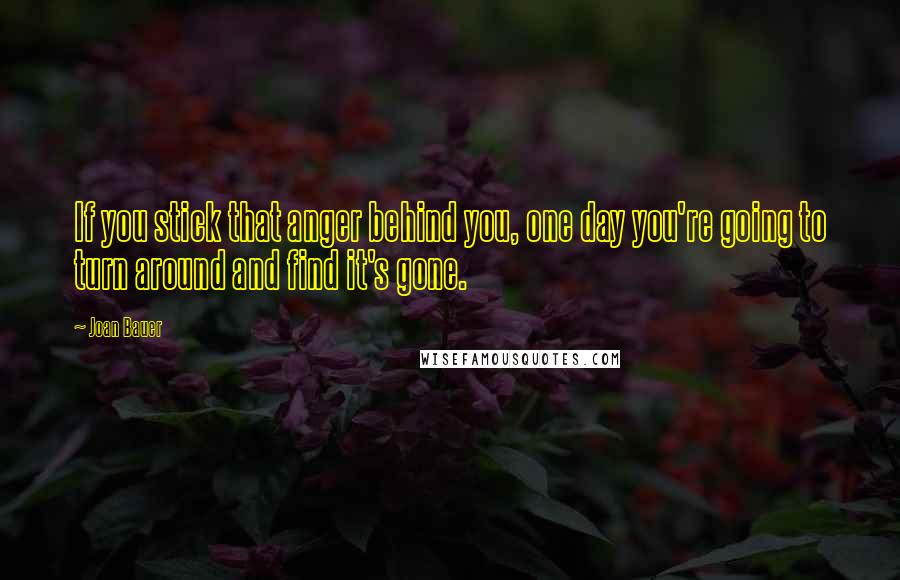 Joan Bauer Quotes: If you stick that anger behind you, one day you're going to turn around and find it's gone.